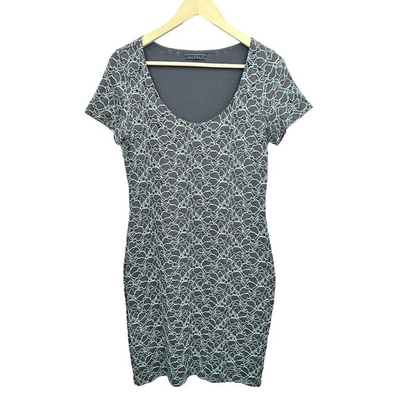 Theory Dresses & Skirts - Velvet Gray and Blue Sheath Dress Stretchy Scoop Neck Short Sleeve Size Large